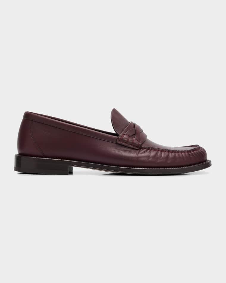 Men's Leather Moc-Toe Loafers by BRUNELLO CUCINELLI