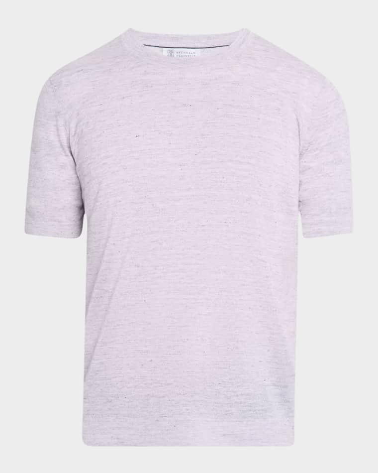 Men's Linen and Cotton Heathered Crewneck T-Shirt by BRUNELLO CUCINELLI