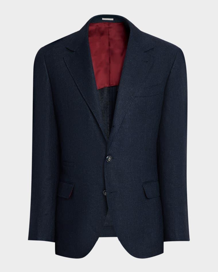 Men's Linen and Wool Single-Breasted Jacket by BRUNELLO CUCINELLI
