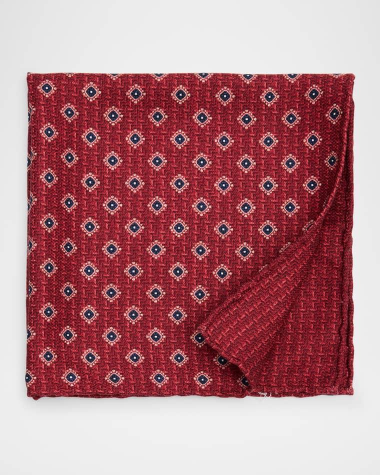 Men's Medallion-Print Silk Pocket Square by BRUNELLO CUCINELLI