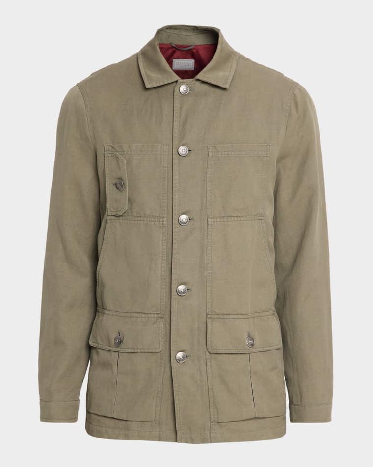 Men's Military Chore Canvas Jacket by BRUNELLO CUCINELLI
