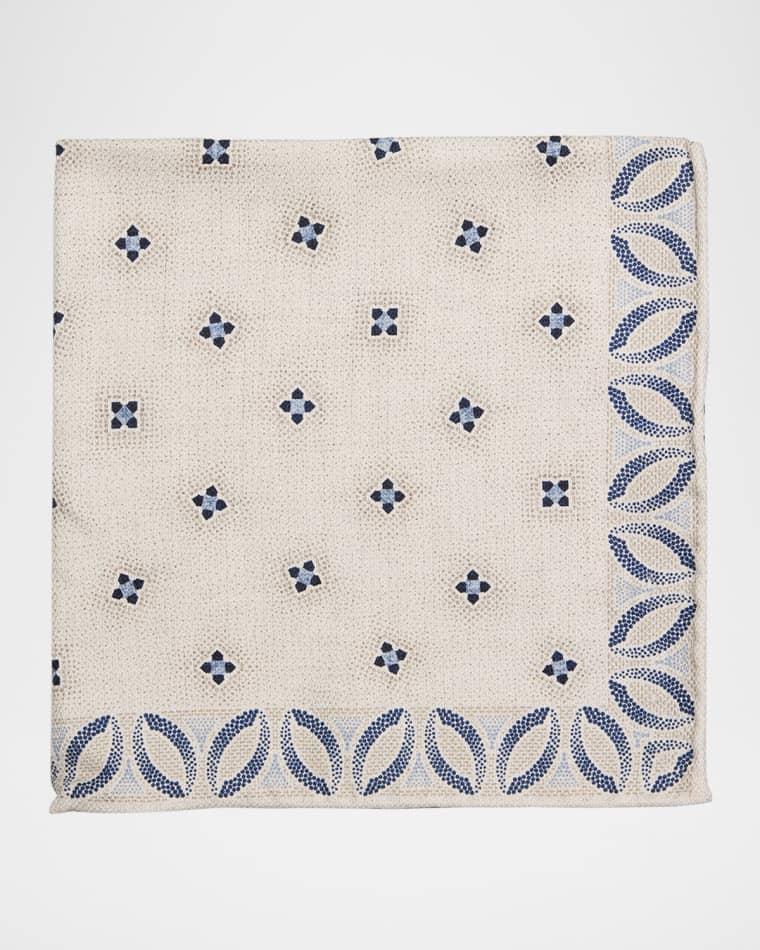 Men's Silk Floral Print Pocket Square by BRUNELLO CUCINELLI