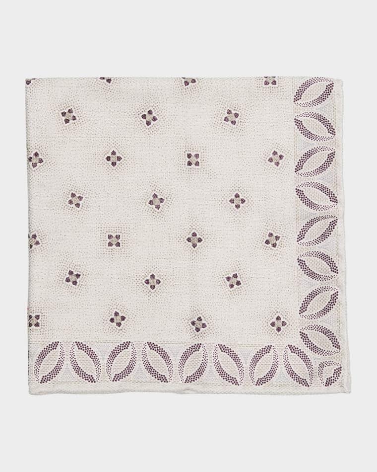Men's Silk Floral Print Pocket Square by BRUNELLO CUCINELLI