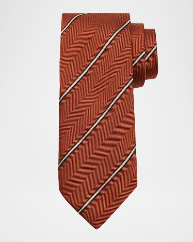 Men's Silk and Cotton Regimental Stripe Tie by BRUNELLO CUCINELLI
