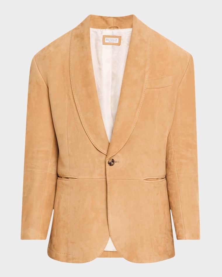Men's Suede Shawl-Collar Dinner Jacket by BRUNELLO CUCINELLI