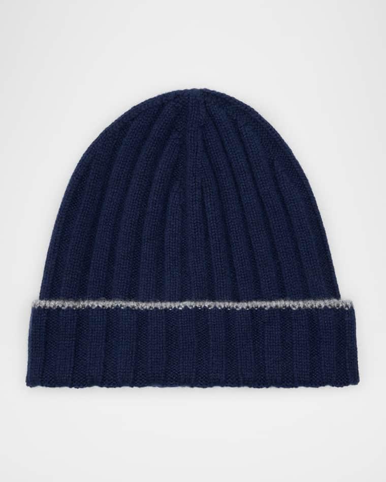 Men's Tipped Cashmere Rib Beanie Hat by BRUNELLO CUCINELLI