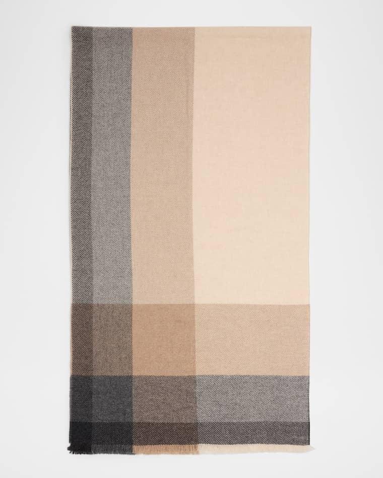 Men's Uneven Plaid Wool-Cashmere Scarf by BRUNELLO CUCINELLI