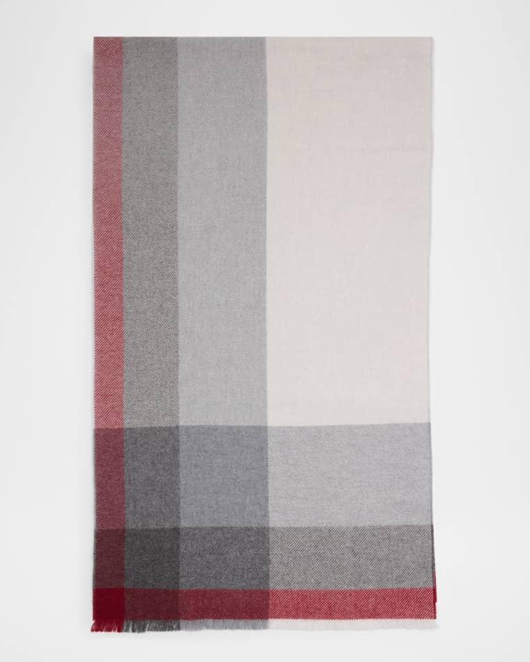 Men's Uneven Plaid Wool-Cashmere Scarf by BRUNELLO CUCINELLI