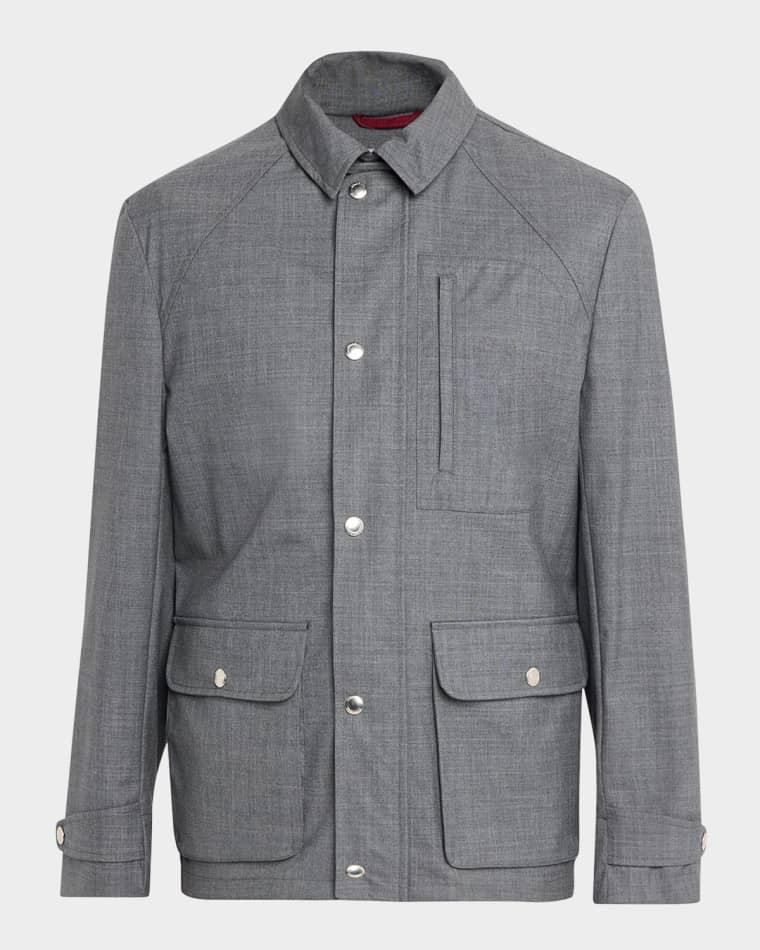 Men's Water-Resistant Wool Shirt Jacket by BRUNELLO CUCINELLI
