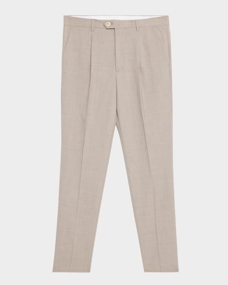 Men's Wool Sharkskin Pleated Pants by BRUNELLO CUCINELLI