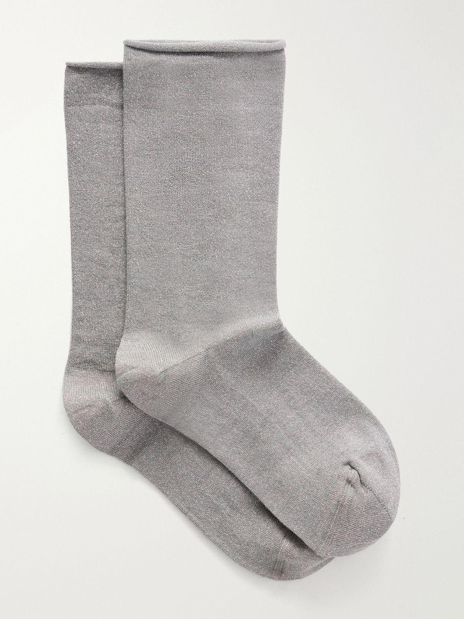 Metallic cashmere-blend ankle socks by BRUNELLO CUCINELLI
