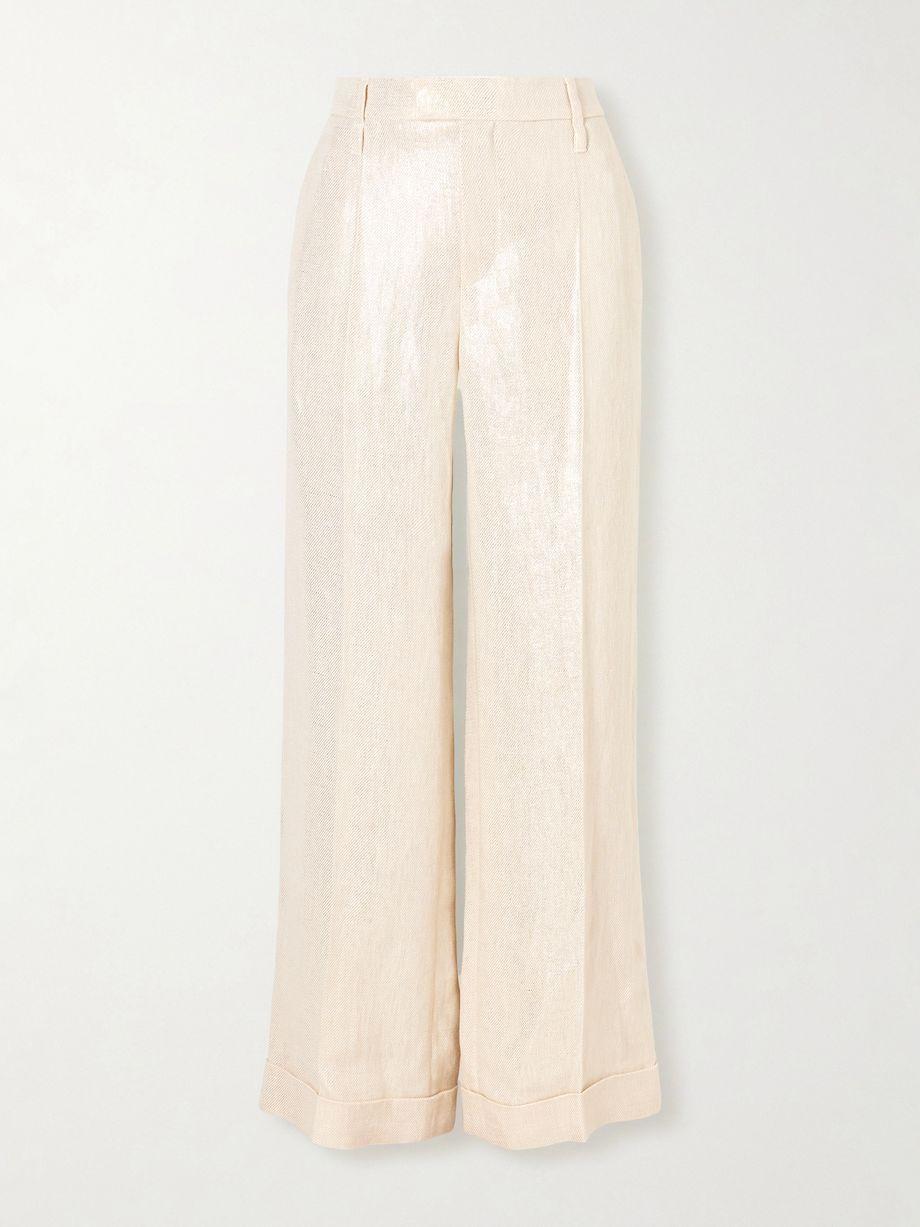 Metallic linen wide-leg pants by BRUNELLO CUCINELLI