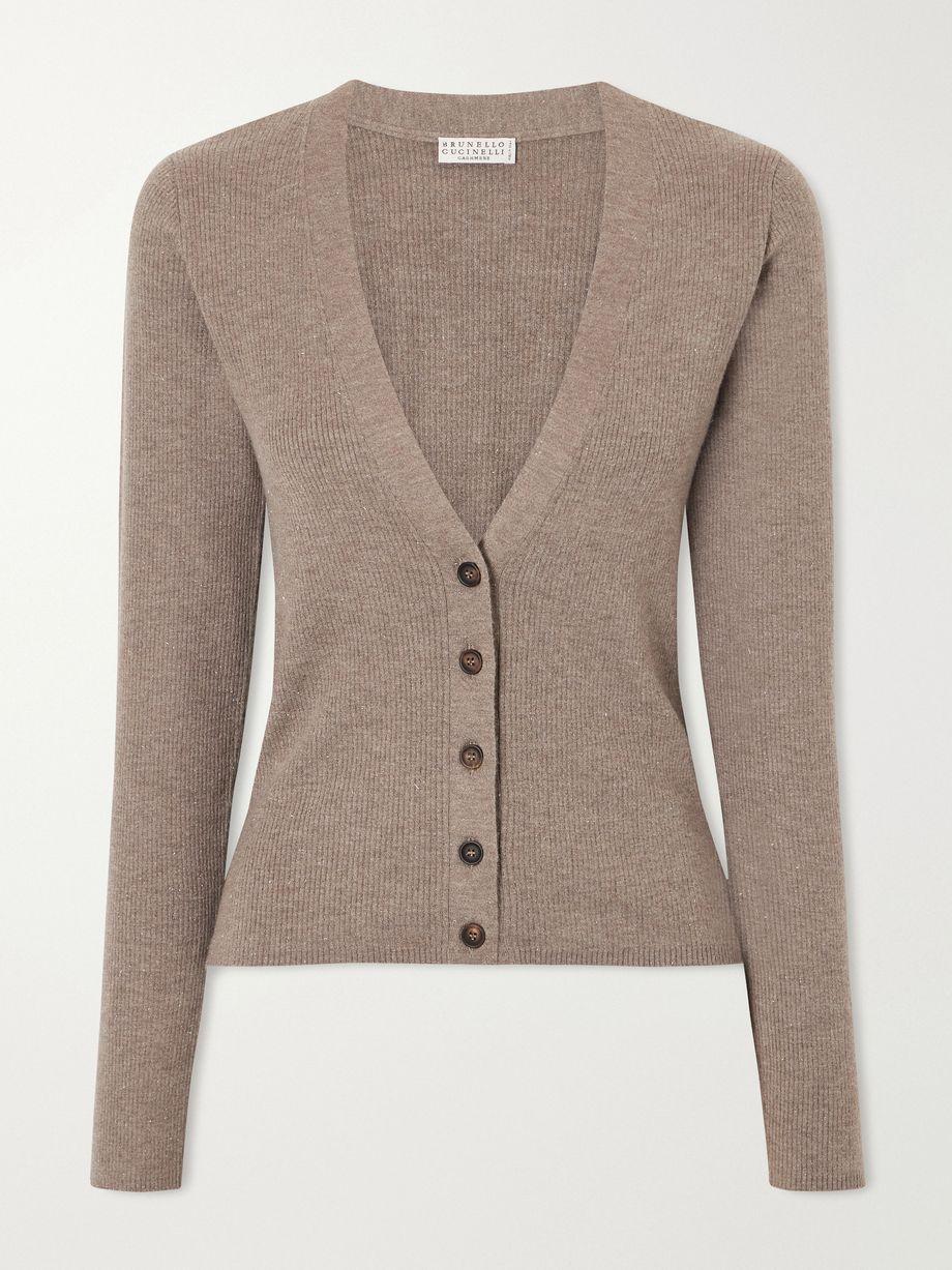 Metallic ribbed-knit cardigan by BRUNELLO CUCINELLI