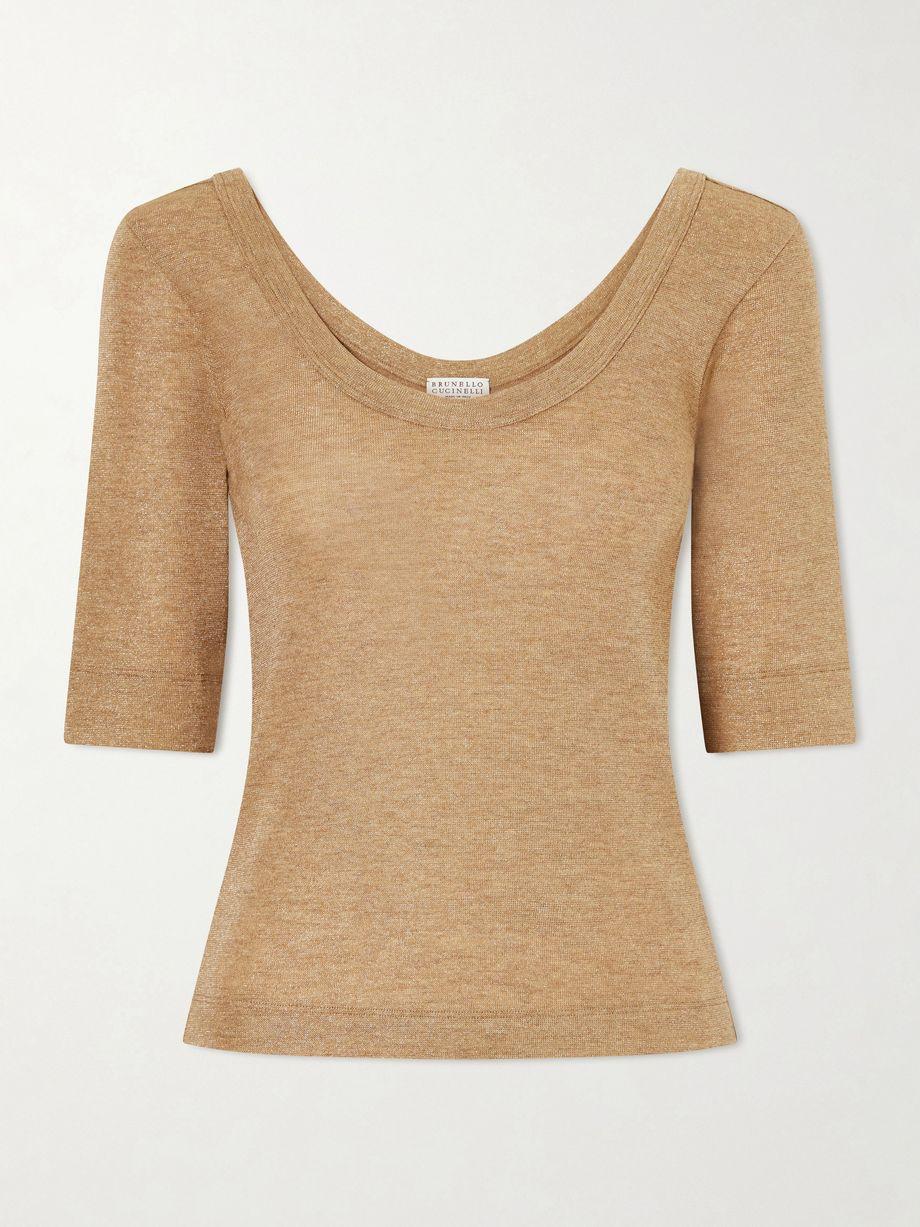 Metallic wool-blend knitted T-Shirt by BRUNELLO CUCINELLI