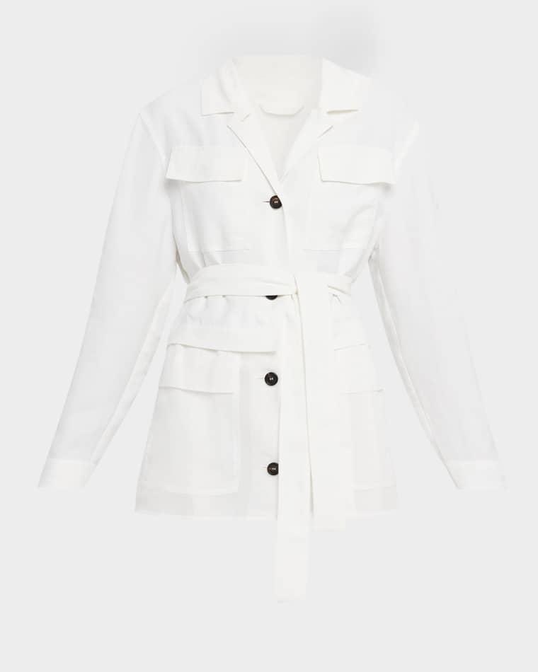 Mixed-Media Belted Safari Jacket by BRUNELLO CUCINELLI