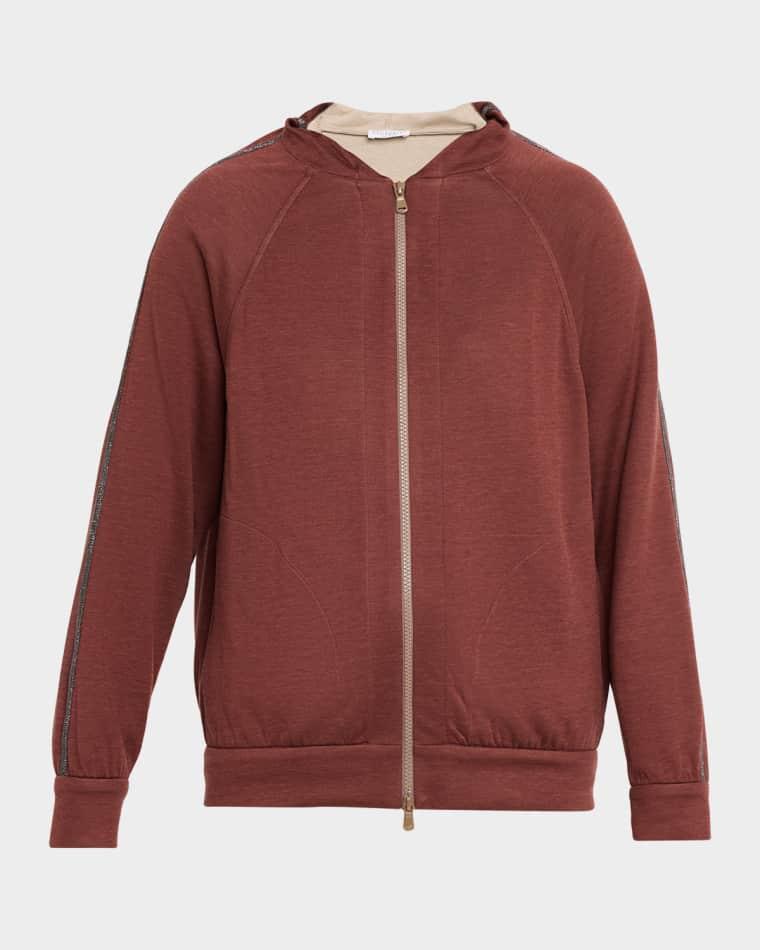 Monili Stripe Cotton-Silk Zip Jacket by BRUNELLO CUCINELLI