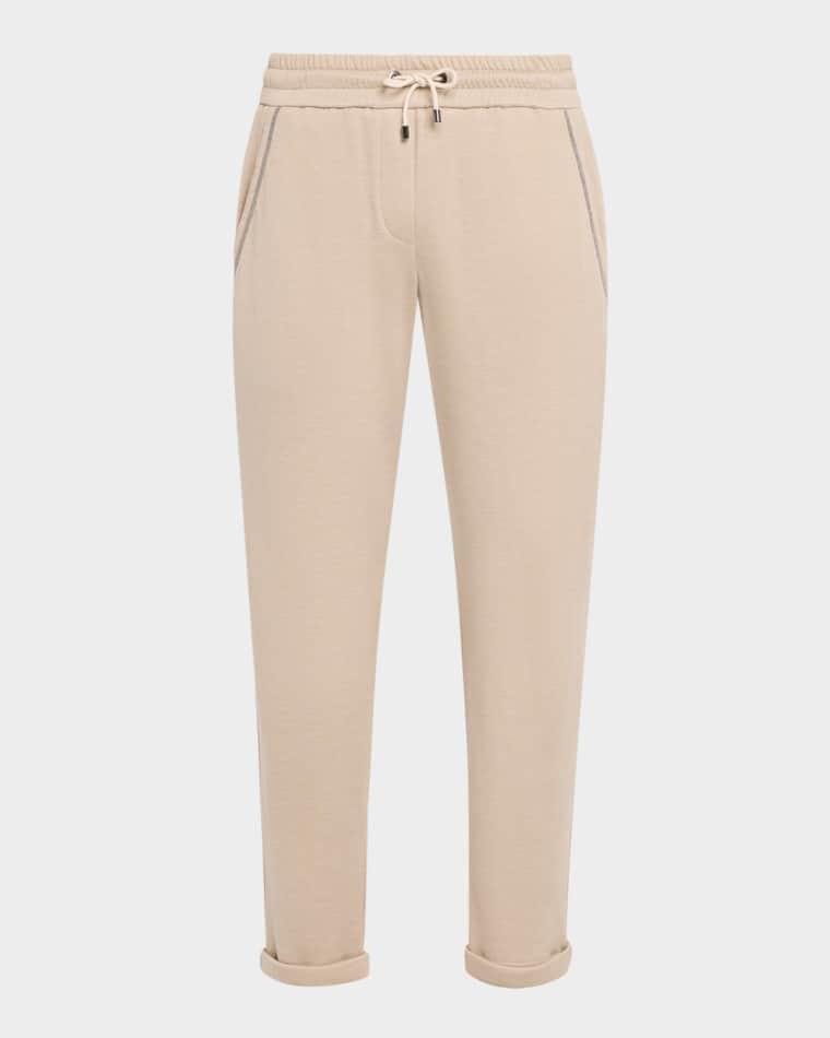 Monili-Trim Slim-Leg Ankle Drawstring Sport Pants by BRUNELLO CUCINELLI