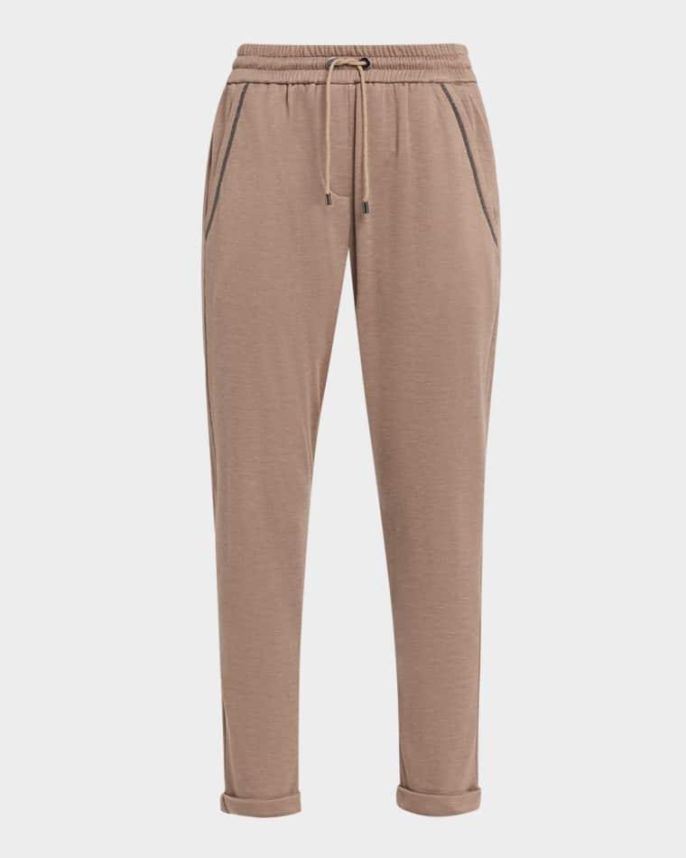 Monili-Trim Slim-Leg Ankle Drawstring Sport Pants by BRUNELLO CUCINELLI