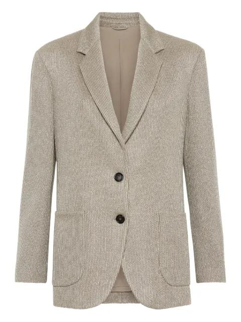Monili chain-detail ribbed blazer by BRUNELLO CUCINELLI Monili chain-detail ribbed blazer by BRUNELLO CUCINELLI