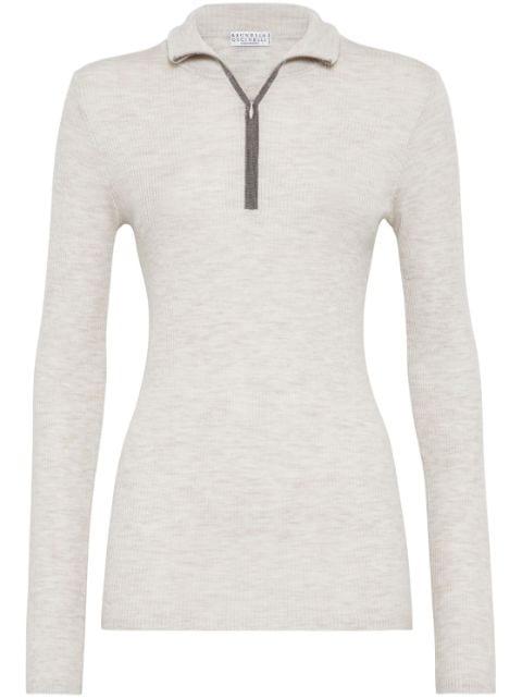 Monili-chain half-zip jumper by BRUNELLO CUCINELLI