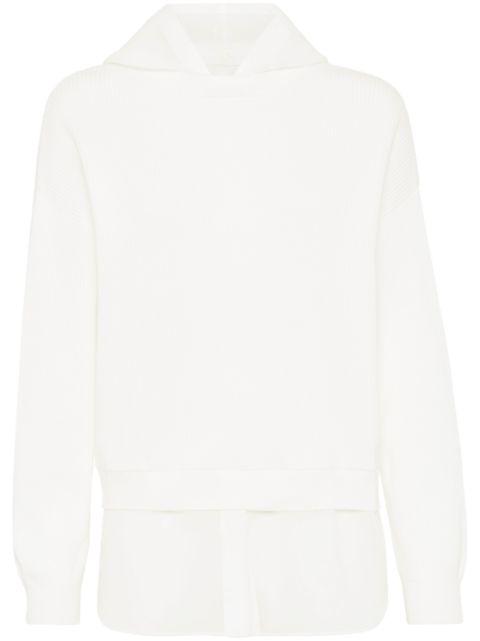 Monili-detail layered hoodie by BRUNELLO CUCINELLI