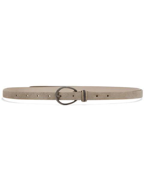 Monili-detail suede belt by BRUNELLO CUCINELLI