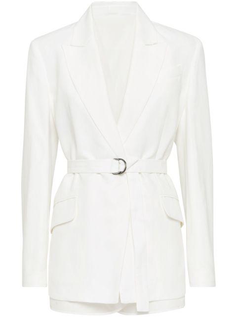 Monili-detail twill blazer by BRUNELLO CUCINELLI