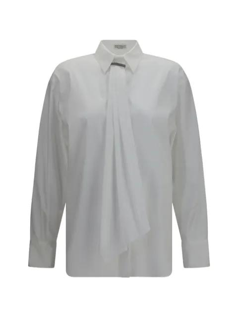 Monili-embellished draped-panel shirt by BRUNELLO CUCINELLI