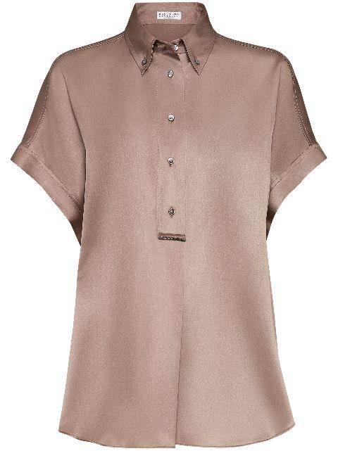 Monili-embellished silk shirt by BRUNELLO CUCINELLI