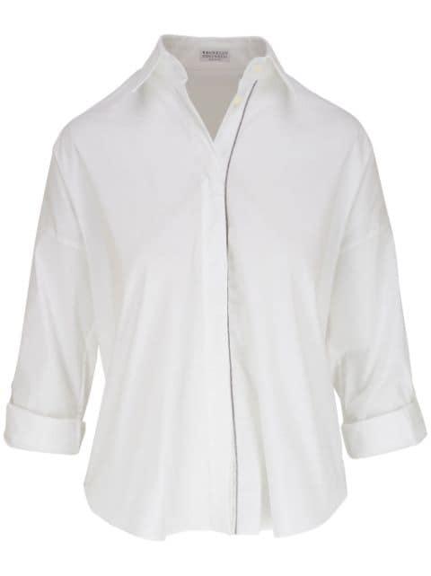 Monili-trim cotton-blend shirt by BRUNELLO CUCINELLI