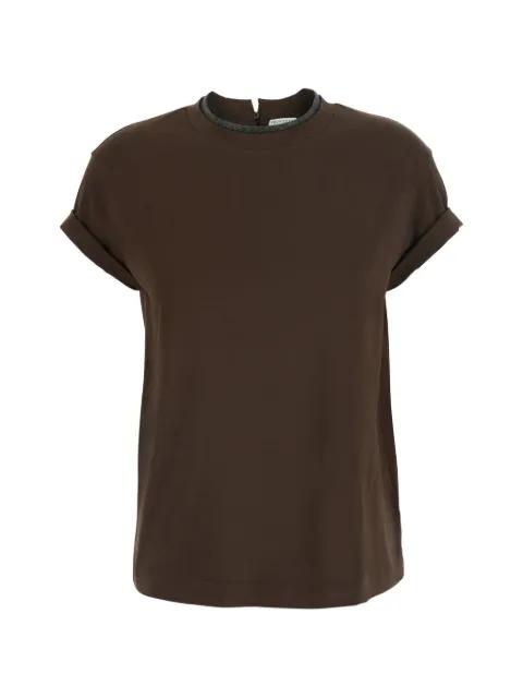 Monili-trim rolled-cuff T-shirt by BRUNELLO CUCINELLI