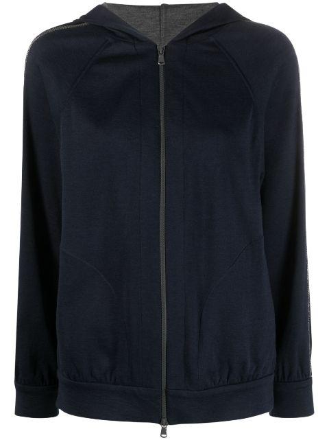 Monili-trimmed zipped hoodie by BRUNELLO CUCINELLI