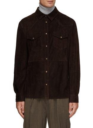 Nappa Leather Suede Western Shirt by BRUNELLO CUCINELLI