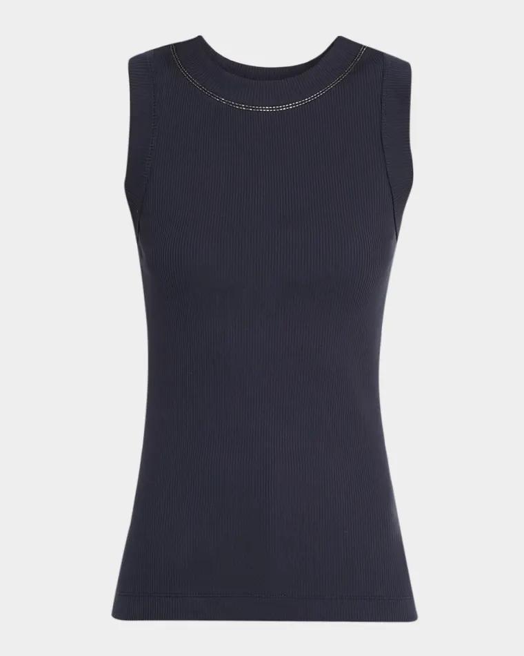 New Basic Cotton Rib Tank Top by BRUNELLO CUCINELLI