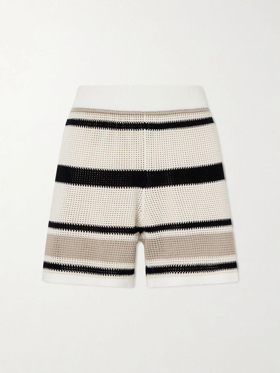 Open-knit striped cotton shorts by BRUNELLO CUCINELLI