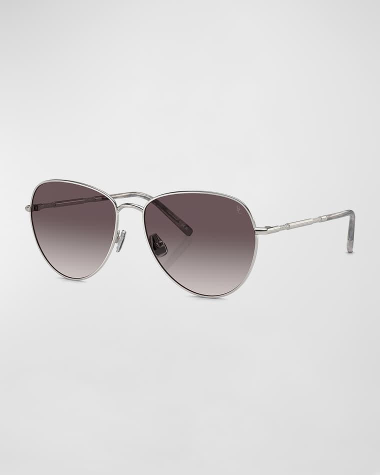 Oversized Titanium & Plastic Aviator Sunglasses by BRUNELLO CUCINELLI