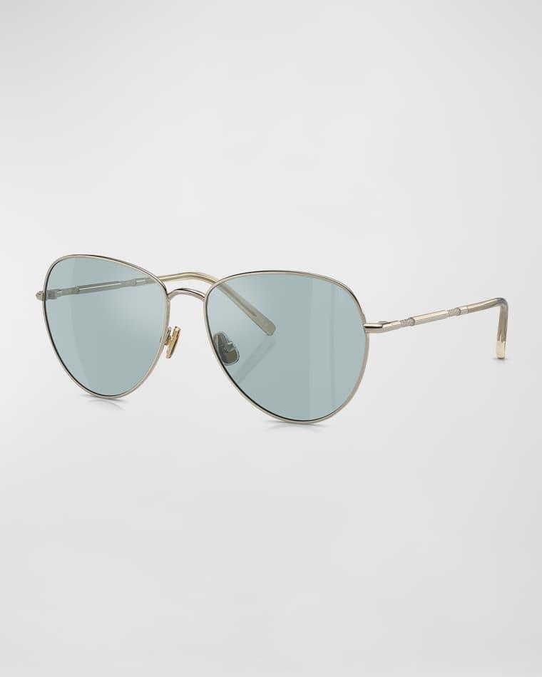 Oversized Titanium & Plastic Aviator Sunglasses by BRUNELLO CUCINELLI