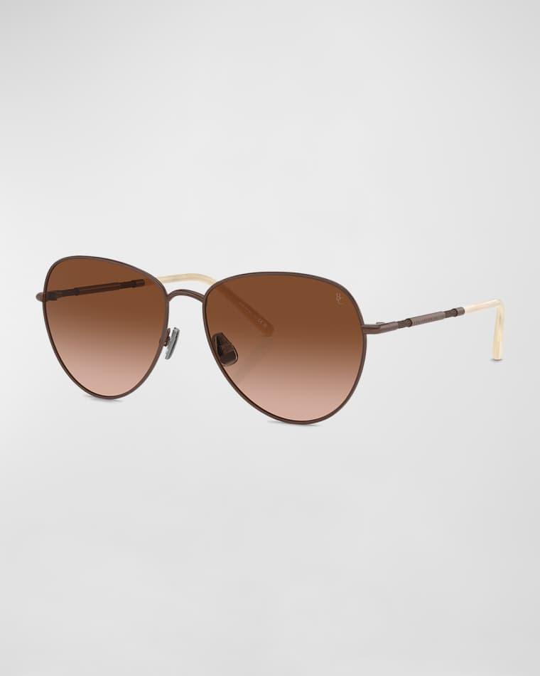 Oversized Titanium & Plastic Aviator Sunglasses by BRUNELLO CUCINELLI