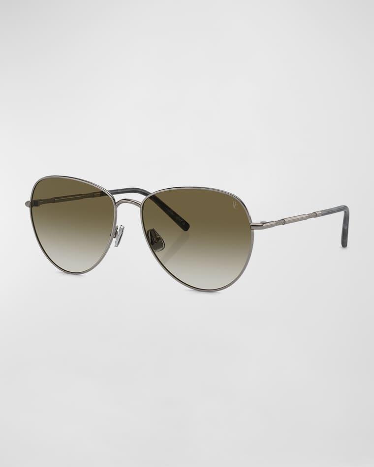 Oversized Titanium & Plastic Aviator Sunglasses by BRUNELLO CUCINELLI