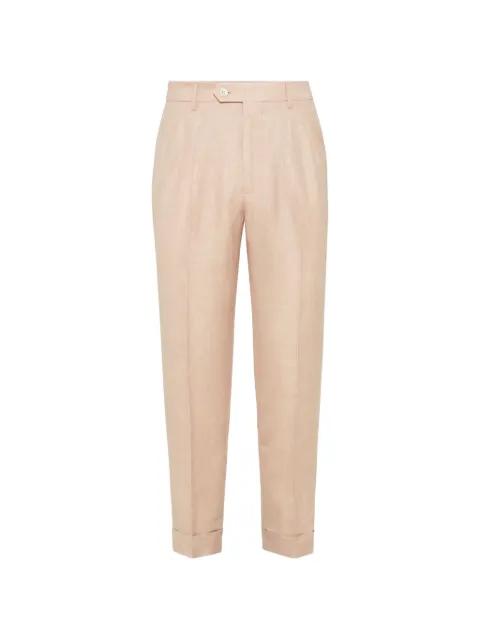 Papaya pleated-design trousers by BRUNELLO CUCINELLI