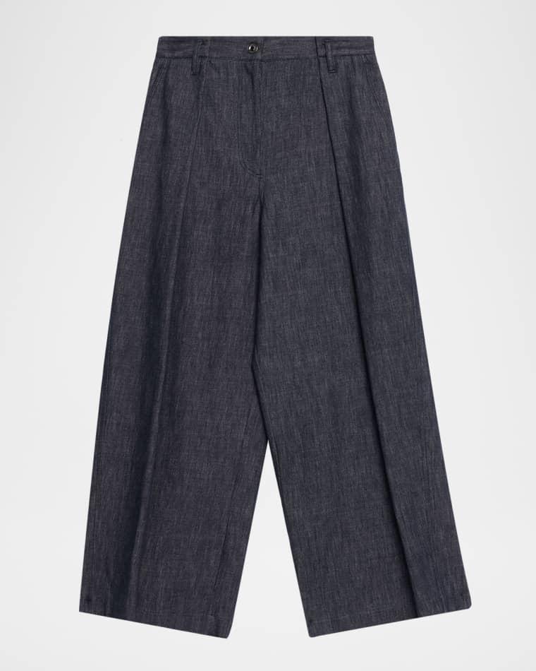 Pleated Straight-Leg Ankle Jeans by BRUNELLO CUCINELLI