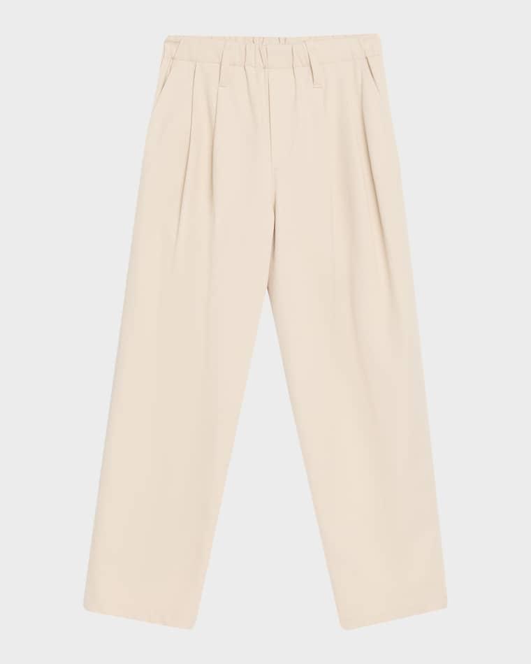 Pleated Twill Wide-Leg Pull-On Pants by BRUNELLO CUCINELLI