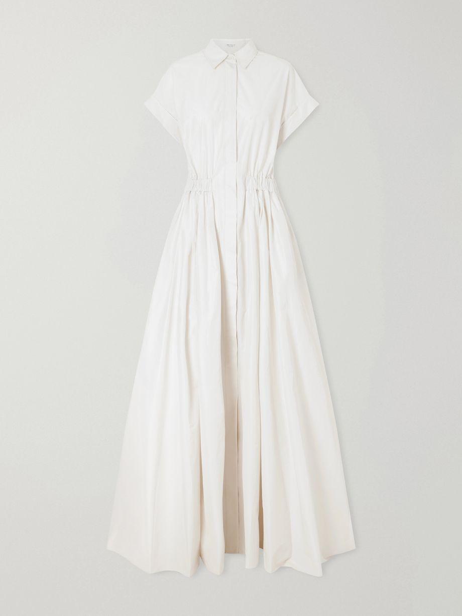 Pleated cotton-blend poplin maxi dress by BRUNELLO CUCINELLI