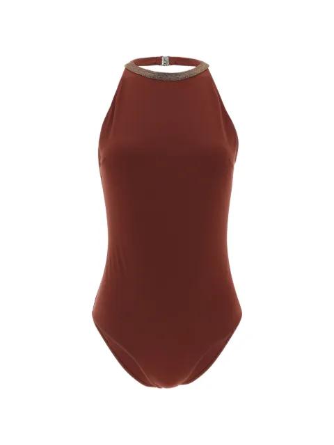 Precious Collar halterneck swimsuit by BRUNELLO CUCINELLI