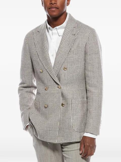 Prince of Wales-check double-breasted blazer by BRUNELLO CUCINELLI