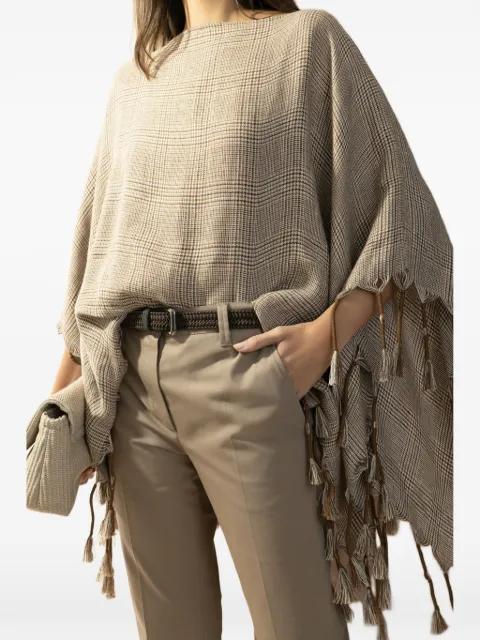 Prince of Wales fringed poncho by BRUNELLO CUCINELLI