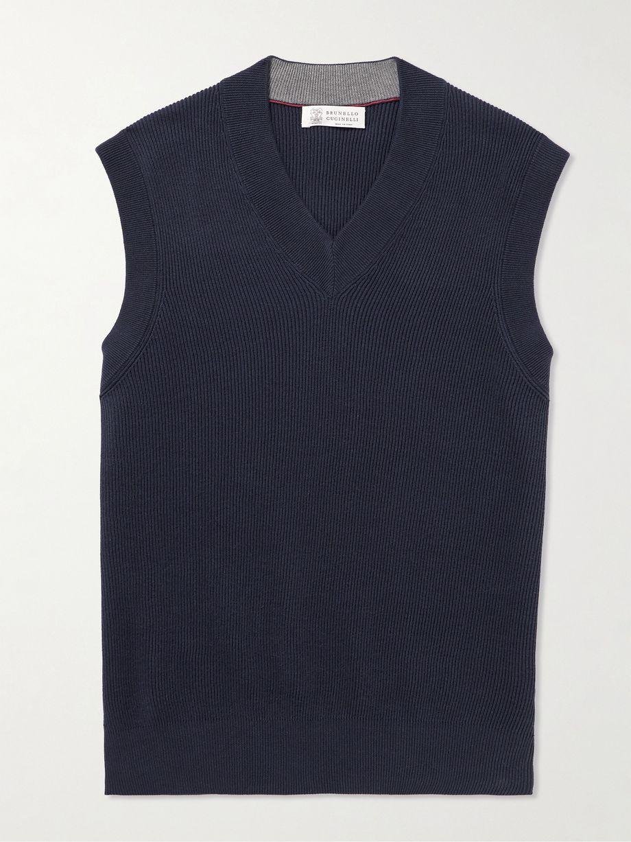 Ribbed Cotton Sweater Vest by BRUNELLO CUCINELLI