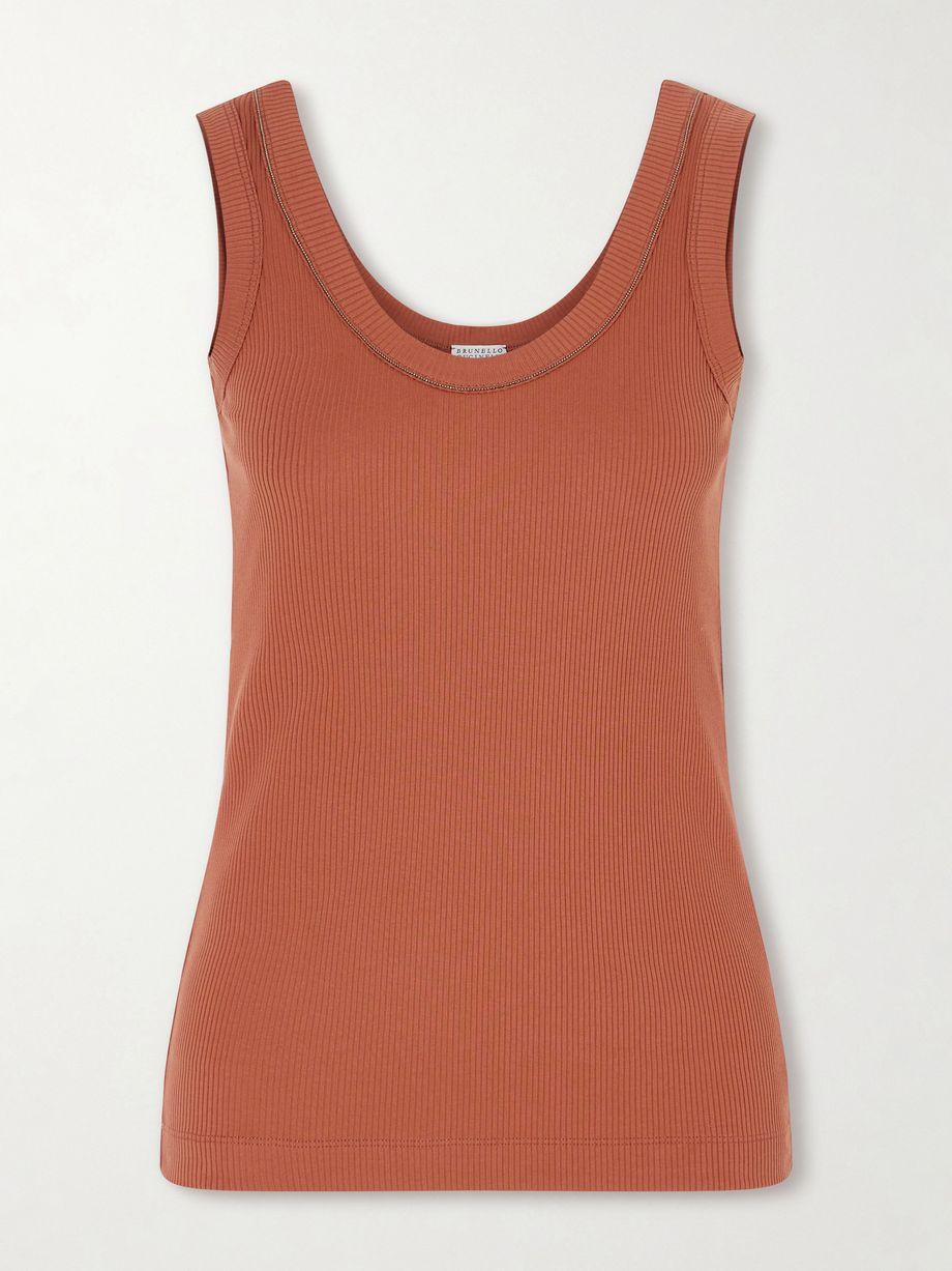 Ribbed cotton-blend tank by BRUNELLO CUCINELLI