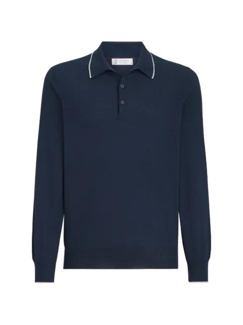 Sea Island cotton and cashmere lightweight knit polo by BRUNELLO CUCINELLI
