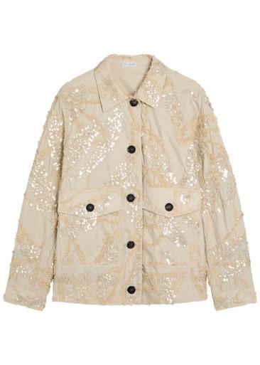 Sequin-embellished cotton-blend jacket by BRUNELLO CUCINELLI